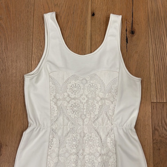 NWT TIBI White Mini Tank Dress with Crochet/Lace Center Panel - 2 - Picture 2 of 15